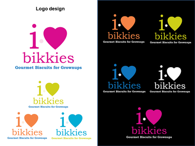 logo treatments for I Heart Bikkies brand